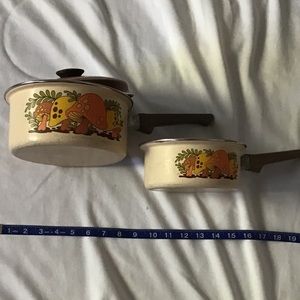 Vintage Sears Merry Mushroom Enamel Pot Pan 3-Piece Set Retro Psychedeli…